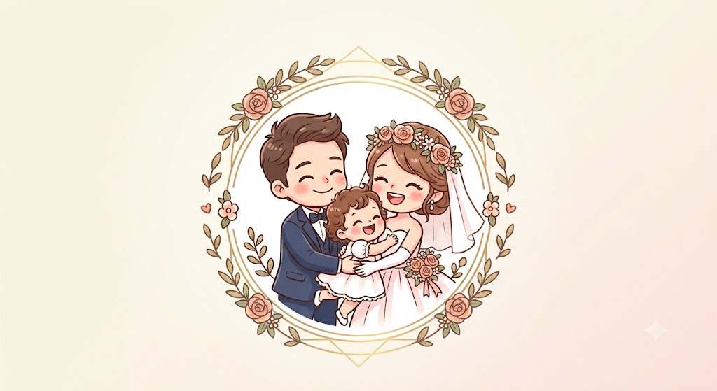 結婚式で家族の幸せな瞬間